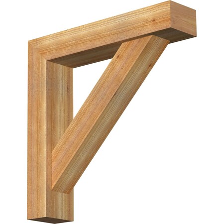 Ekena Millwork Traditional Block Rough Sawn Bracket w/ Offset Brace, Western Red Cedar, 6"W x 28"D x 28"H BKT0604X28X28TRA05RWR